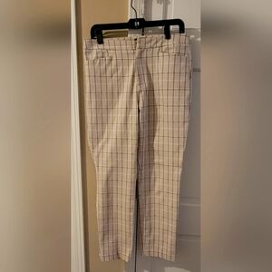 Ladies Beige Checkered Pants